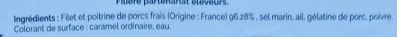 Rôti de porc cuit à l'ancienne ingredients label