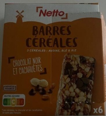 Barres céréales chocolat noir et cacahuètes