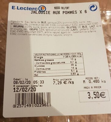 Jalousie aux pommes front packaging