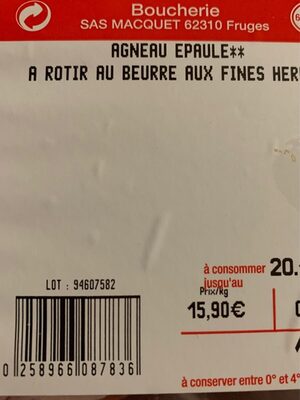 Agneau epaule au beurre et aux fines herbes front packaging