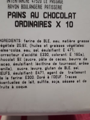 pains au chocolat ordinaires