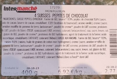 4 suisses pépites de chocolat