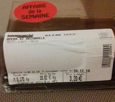 Opéra pâtisserie front packaging