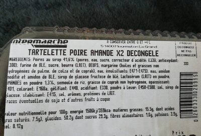 Tartelettes poire amande X2