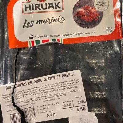 Araignées de porc olives et basilic front packaging