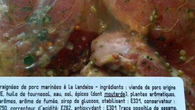 Araignée de porc à la landaise ingredients label