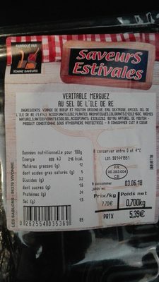 Véritable Merguez au sel de l'ile de ré front packaging