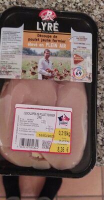 Découpe de poulet jaune fermier