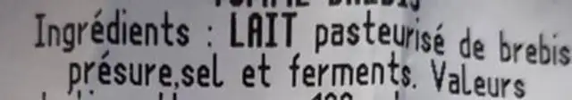 Tomme de brebis antoine ottavi ingredients label