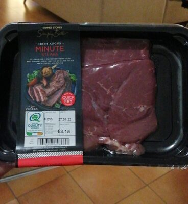 Irish Angus minute steaks front packaging