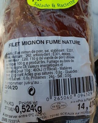 Filet mignon fume nature