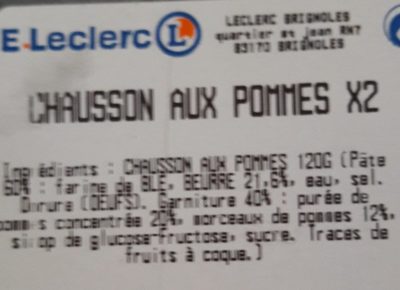 Chausson aux pommes ingredients label