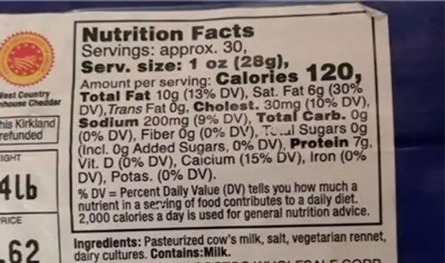 Coastal. Rugged mature english cheddar nutrition facts table