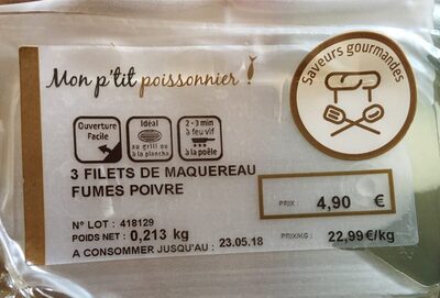 3 filets de maquereau fumés poivre