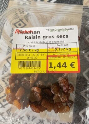 Raisin gros secs front packaging
