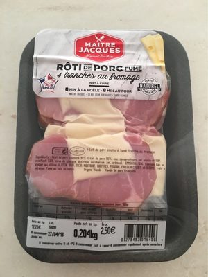 Roti de porc fumé 4 tranches au fromage front packaging