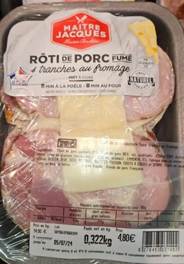 Rôti de porc fumé front packaging