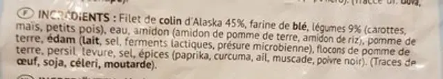 Petits poissons croustillants ingredients label