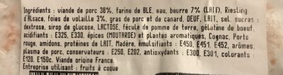 Pâté en croute médaillon ingredients label