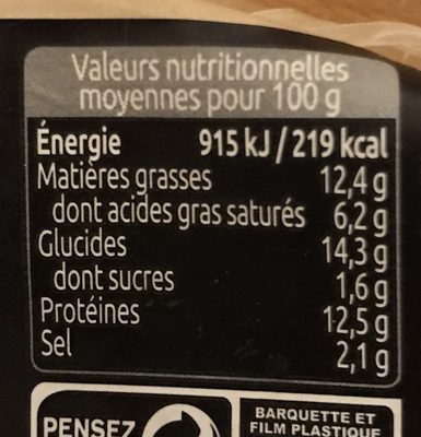 Pâté en croute médaillon nutrition facts table