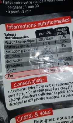 2 faux filets ingredients label