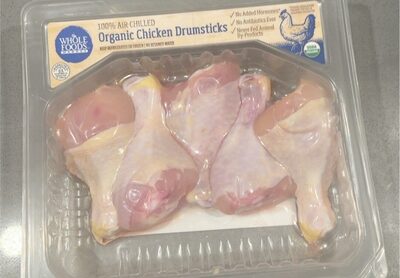 Organic chicken drumsticks front packaging