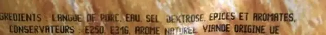 Langues de porc cuites ingredients label