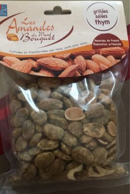 Amandes grillées salées au thym front packaging