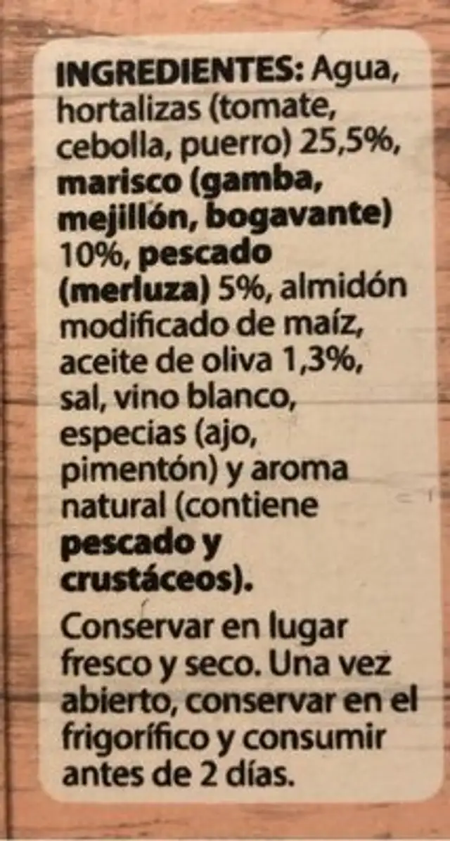 Unknown ingredients label