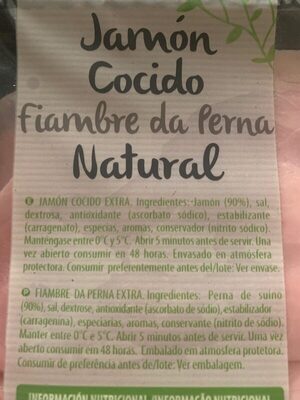 Jamón cocido natural front packaging