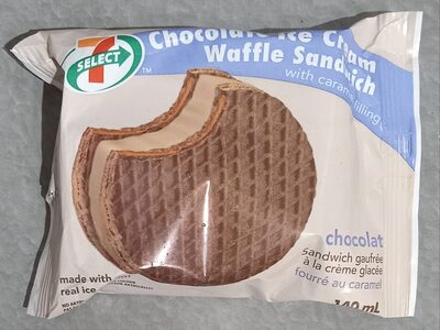 Chocolate Ice Cream Waffle Sandwich with Caramel Filling