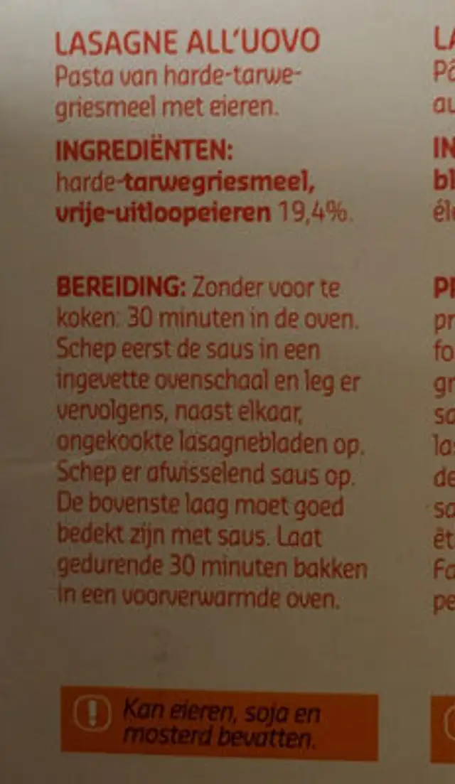 Unknown ingredients label