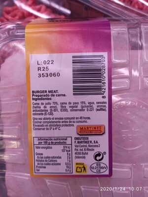 Unknown nutrition facts table