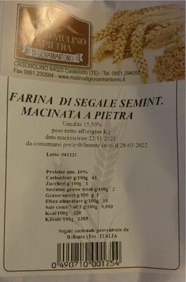 Farina di segale macinata a pietra