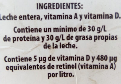 Leche ingredients label