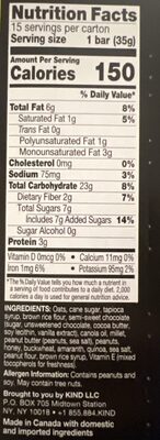 Kind Healthy Grains Peanut Butter Dark Chocolate Value Pack nutrition facts table