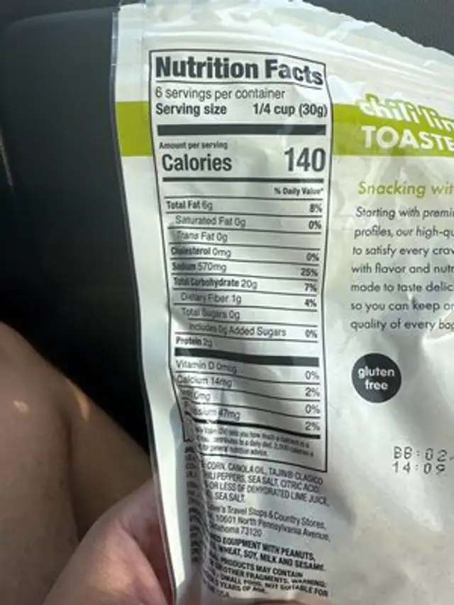 Chili lime roasted corn nutrition facts table