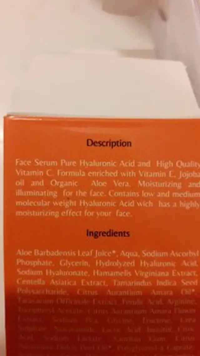 Florence Facial serum nutrition facts table