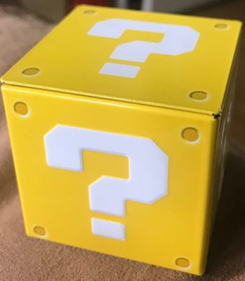 Mario bros question mark box coin candies display