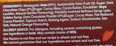 Chocolate Orange Oat Biscuits ingredients label