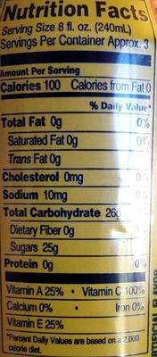 Arizona Rx Energy Herbal Tonic nutrition facts table