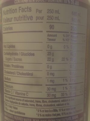 Fruit Punch nutrition facts table