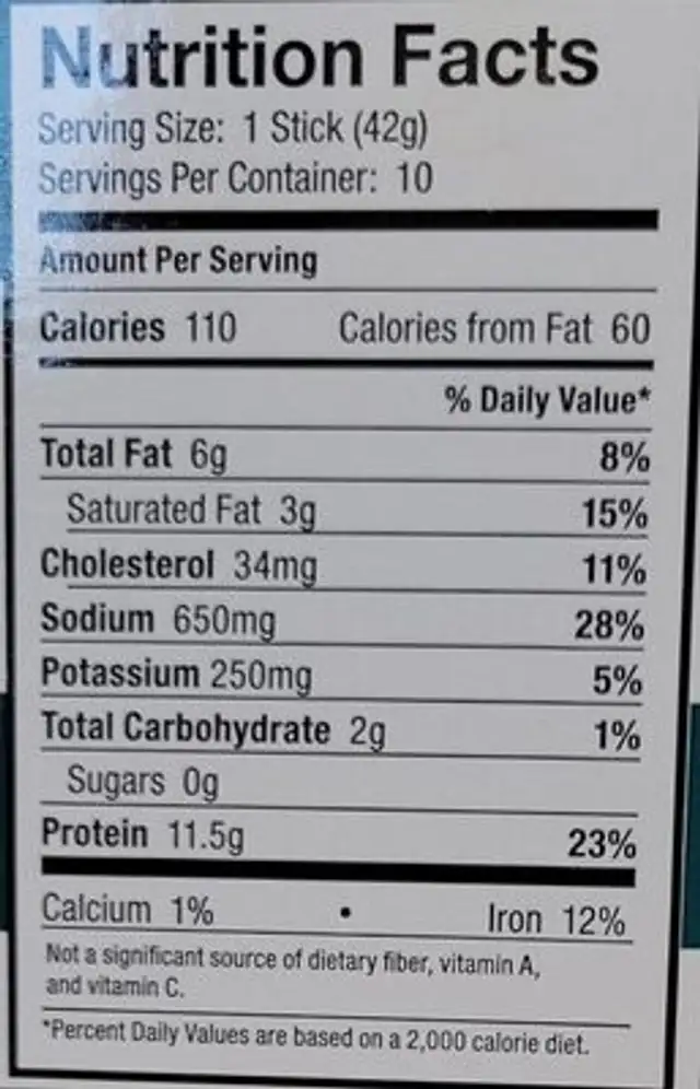 Sweet and Spicy Flavor nutrition facts table