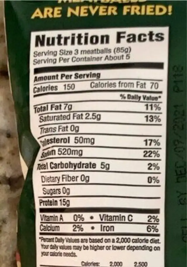 Gluten free turkey italian style meatballs nutrition facts table