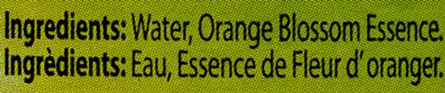 Orange Blossom Water ingredients label