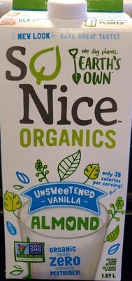 So Nice Organic Almond Unsweetened Vanilla front packaging