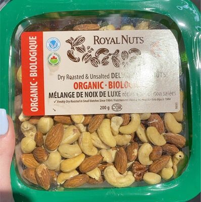 Organic Dry Roasted & Unsalted Deluxe Mixed Nuts front packaging