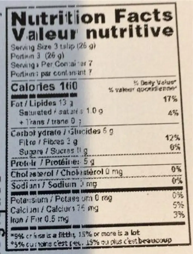 Organic Almonds Raw nutrition facts table