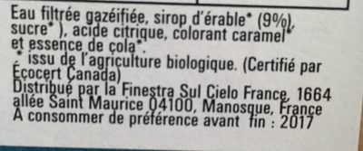 Bec Cola ingredients label