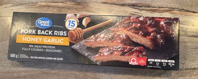Pork back ribs honey garlic front packaging
